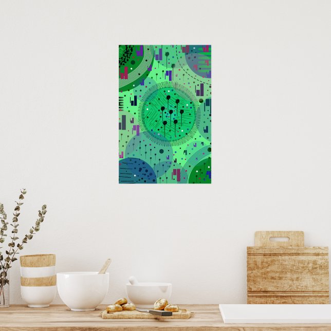 Affiche Art abstrait : Fruit Kiwi Vert (Cuisine)