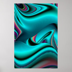 Affiche Art Abstrait Futuriste 3D Arc-en-Ciel Métallique