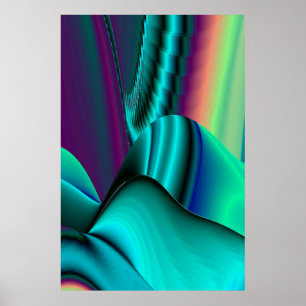 Affiche Art Abstrait Futuriste 3D Arc-en-ciel Métallique