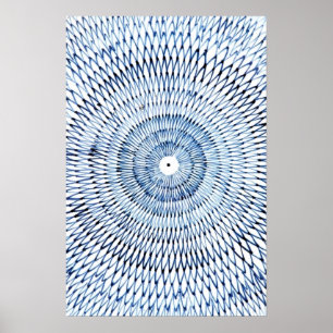 Affiche Art Abstrait géométrique bleu