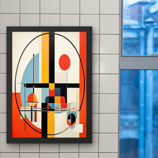 Affiche Art Abstrait géométrique moderne inspiré du Bauhau
