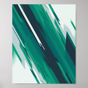 Affiche Art Abstrait géométrique vert dynamique