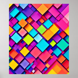 Affiche Art abstrait géométrique vibrant