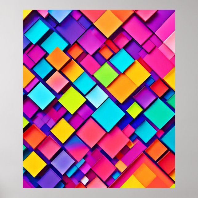Affiche Art abstrait géométrique vibrant (Devant)