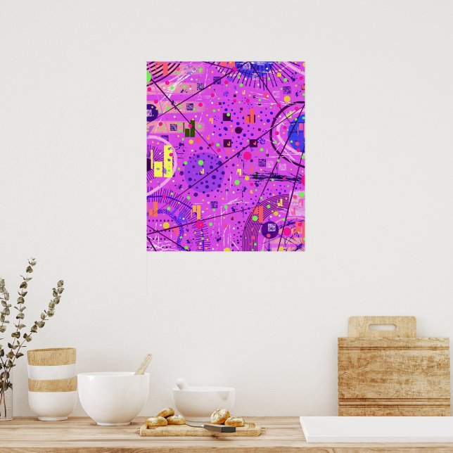 Affiche Art abstrait : Glitch violet (Cuisine)