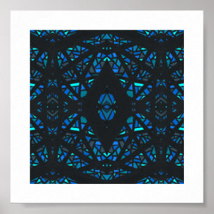 Affiche Art Abstrait Gouache Bleu Spectroscopique