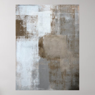 Affiche Art Abstrait gris et beige "calme et neutre"