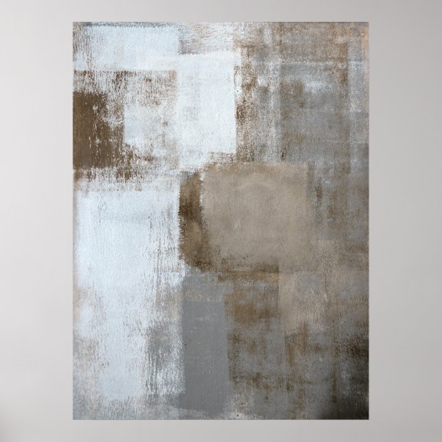 Affiche Art Abstrait gris et beige "calme et neutre" (Devant)
