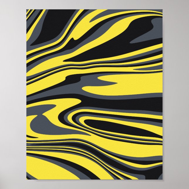Affiche Art Abstrait Jaune et Noir (Devant)