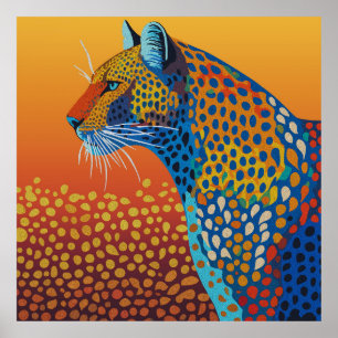 Affiche Art Abstrait Léopard Vibrant