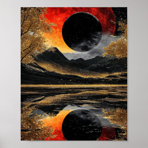Affiche art abstrait lune noire