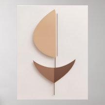Art abstrait minimal marron boho contemporain IA