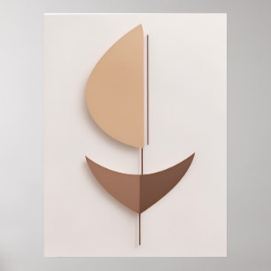 Affiche Art abstrait minimal marron boho contemporain IA