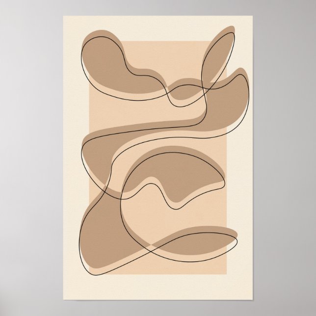 Affiche Art abstrait minimaliste beige/ligne (Devant)