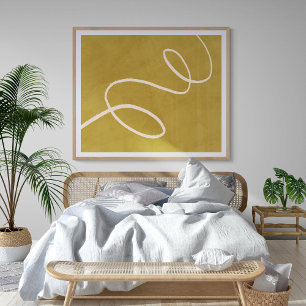 Affiche Art Abstrait minimaliste moderne en or jaune