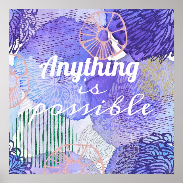 Affiche Art abstrait moderne bleu et violet (Devant)