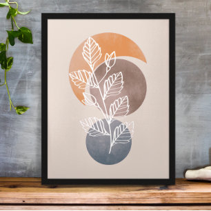 Affiche Art abstrait moderne boho de feuillage de plante