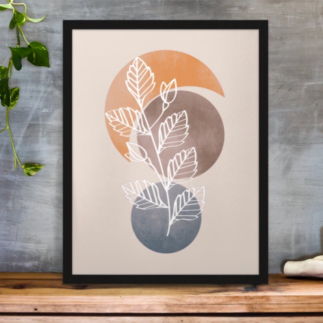 Affiche Art abstrait moderne boho de feuillage de plante (Créateur téléchargé)