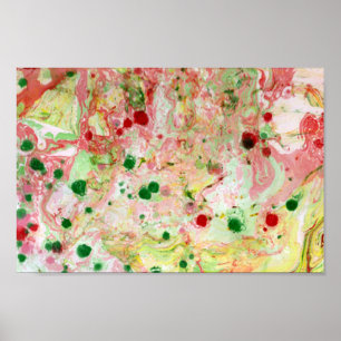 Affiche Art Abstrait moderne coloré Vert rose rouge jaune