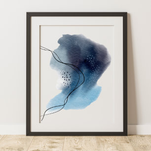 Affiche Art Abstrait Moderne Contemporain Bleu Noir