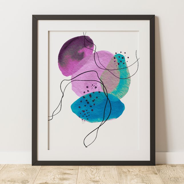 Affiche Art abstrait moderne contemporain violet sarcelle  (Créateur téléchargé)