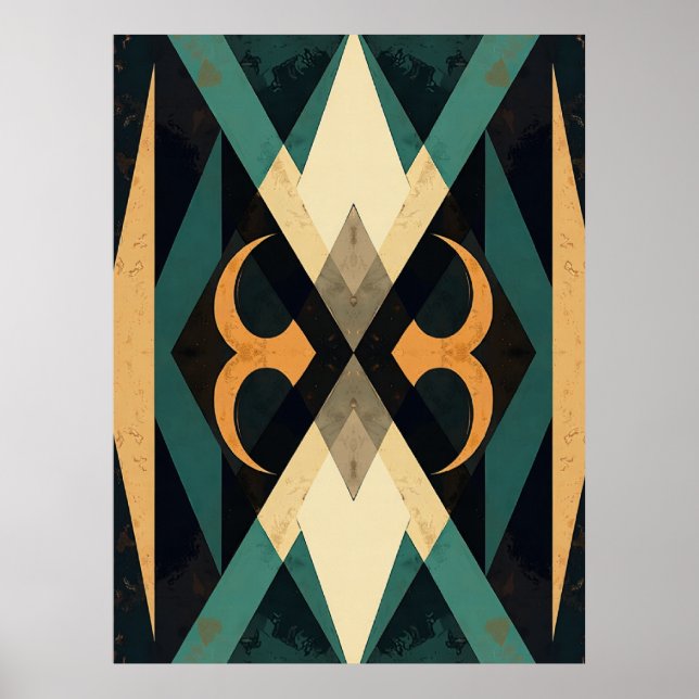 Affiche Art abstrait moderne croissant diamant réfléchissa (Devant)