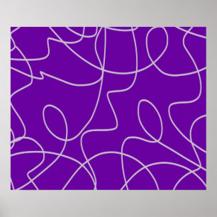 Affiche Art abstrait moderne en lignes violettes