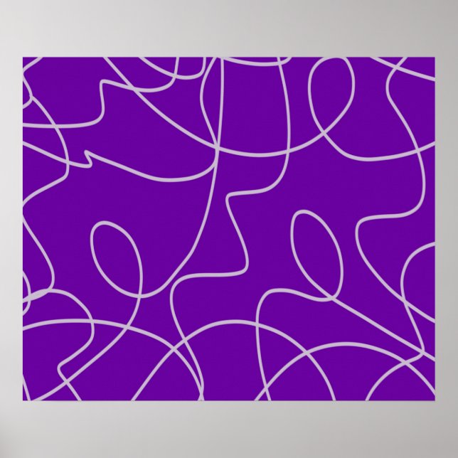 Affiche Art abstrait moderne en lignes violettes (Devant)