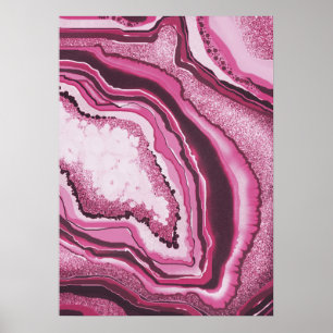 Affiche Art Abstrait moderne rose Agate Géode Géode