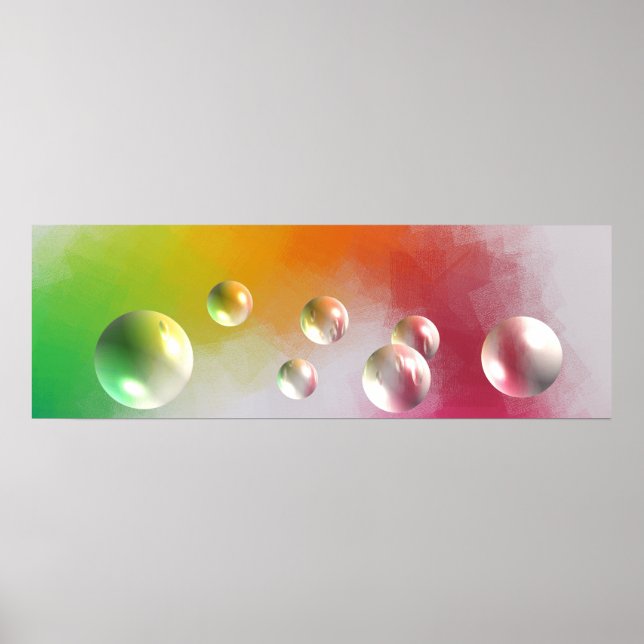 Affiche Art Abstrait moderne rouge jaune bleu vert (Devant)