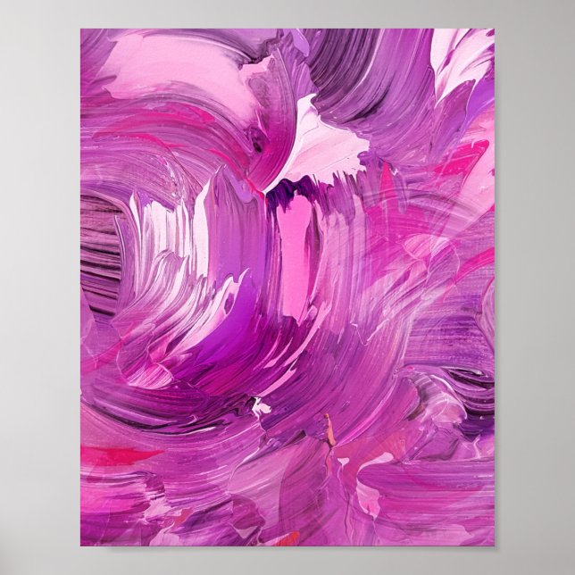 Affiche Art Abstrait Moderne Violet Rose Blanc (Devant)