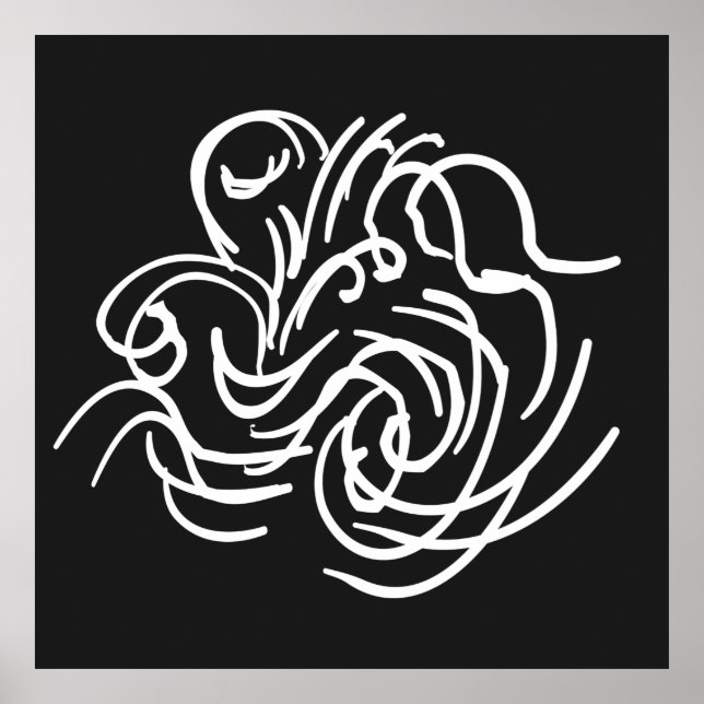 Affiche art abstrait moderniste à lignes géométriques (Devant)