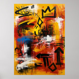 Affiche Art abstrait néo-expressionniste Crown Signal