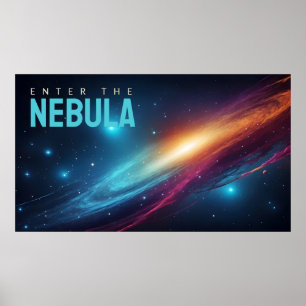 Affiche Art abstrait néon d'une supernova cosmique épique
