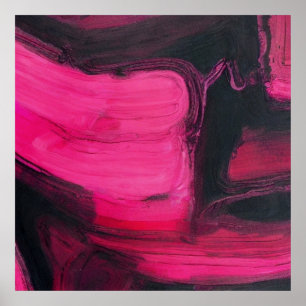 Affiche Art Abstrait noir et rose