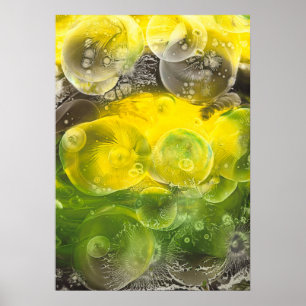 Affiche Art abstrait peint à la main jaune et vert