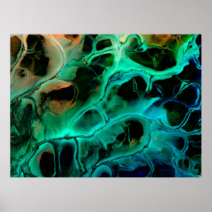Affiche Art Abstrait peinture néon brillant en violet et p