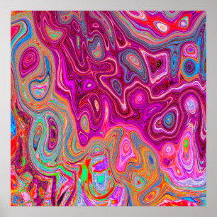 Affiche Art Abstrait Retro aux Couleurs de l'Arc-en-Ciel M