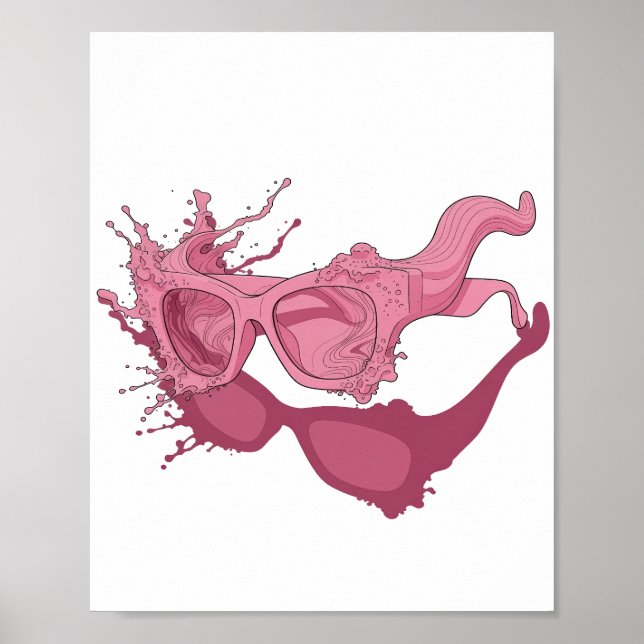 Affiche ART ABSTRAIT Rose vibrant Dessin abstrait (Devant)