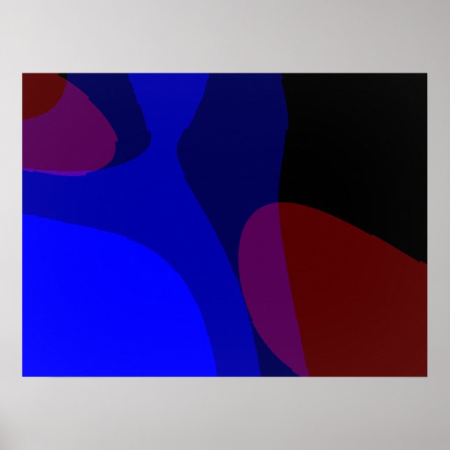 Affiche Art Abstrait Rouge Et Bleu 601 (Devant)