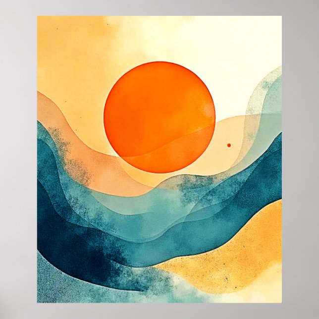 Affiche Art Abstrait Sunset Waves (Devant)
