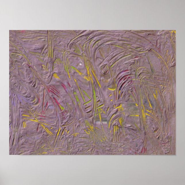 Affiche Art Abstrait tendance rose jaune vert moderne (Devant)