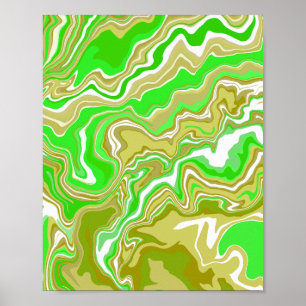 Affiche Art Abstrait Terre Vert Fluide
