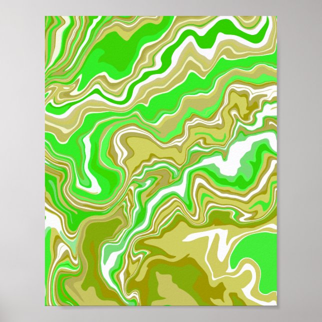 Affiche Art Abstrait Terre Vert Fluide (Devant)