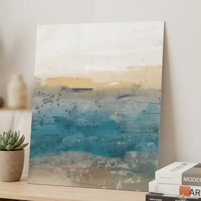 Affiche Art abstrait texturé aux tons bleus et terriens (A serene blue and earth tone abstract for home or office decor.)