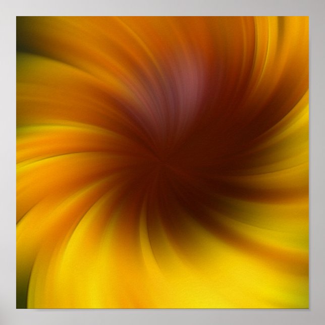Affiche Art abstrait tourbillon jaune et marron (Devant)
