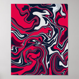 Affiche Art abstrait tourbillonnant en rouge, noir et blan