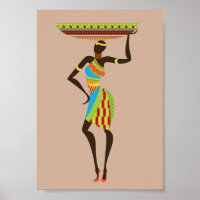Art africain Femme tribale avec panier