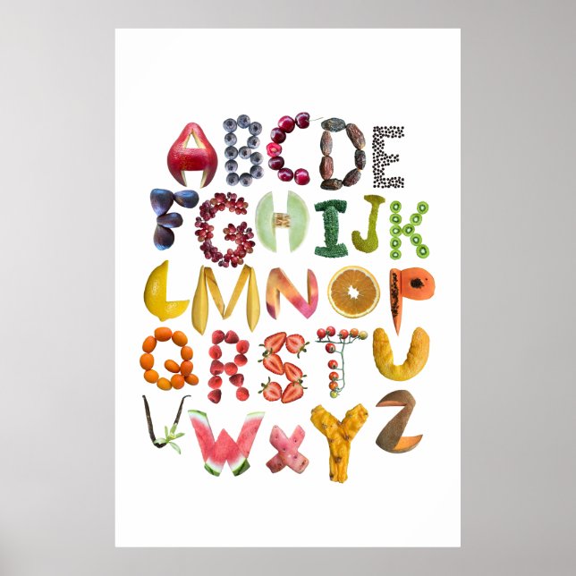 Affiche Art alimentaire alphabet avec des fruits ABC (Devant)