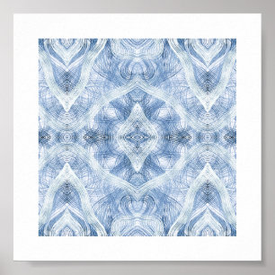 Affiche Art aquarelle abstrait bleu ombré